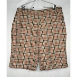 Bermuda Shorts Classic Plaid Tan Red Black  Streetwear Casual 2XL